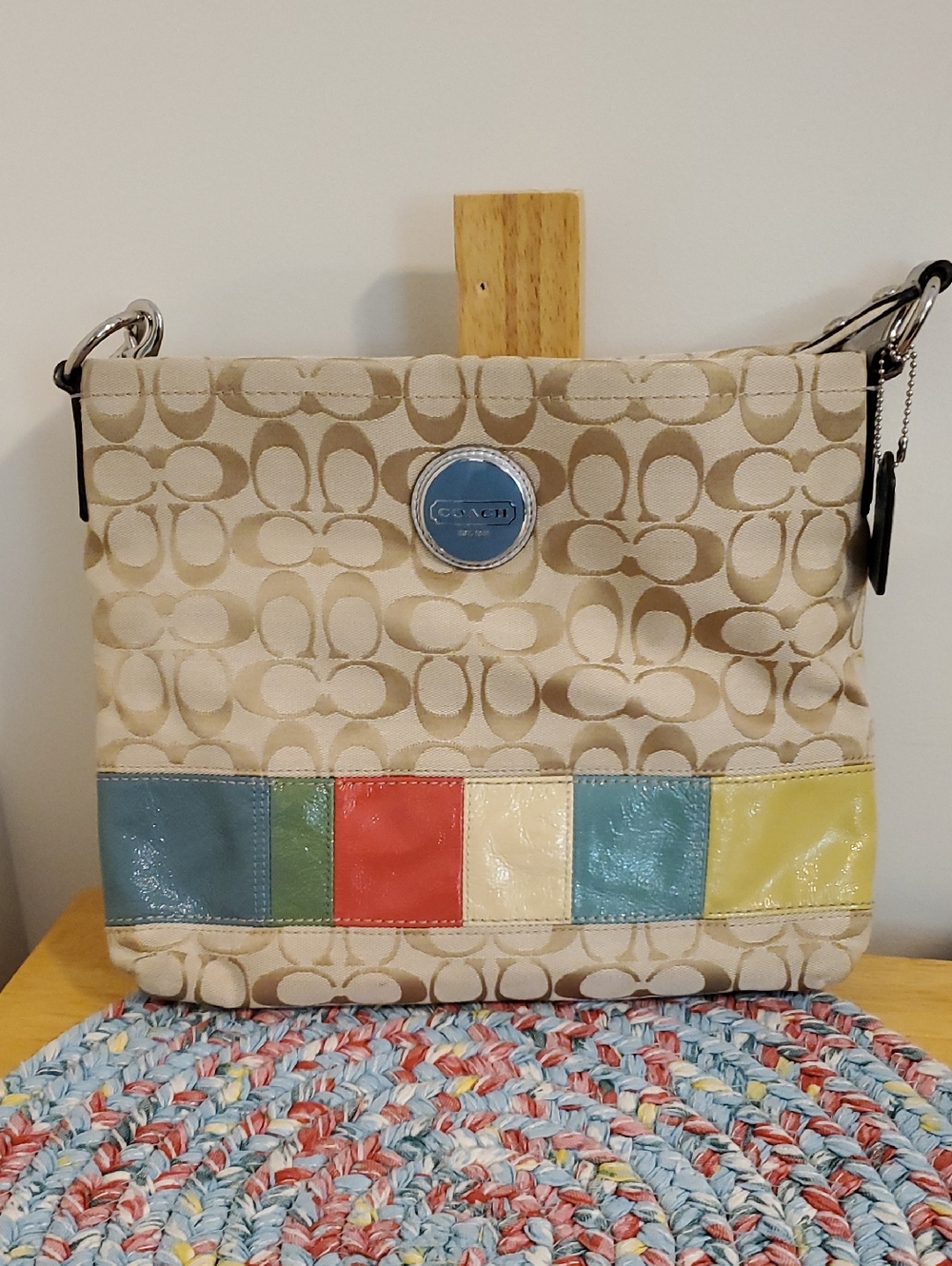 Coach Multicolor Signature Stripe Crossbody File Bag Style F17441